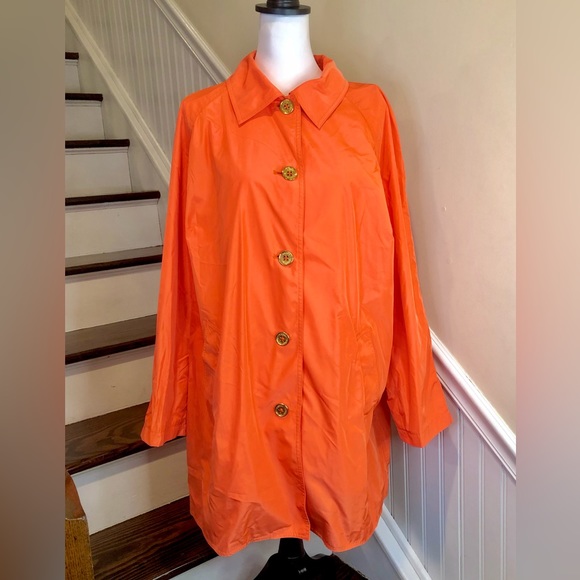 RALPH LAUREN Women’s Single Breasted Orange Trench Coat w Gold Buttons NWT - Picture 6 of 13